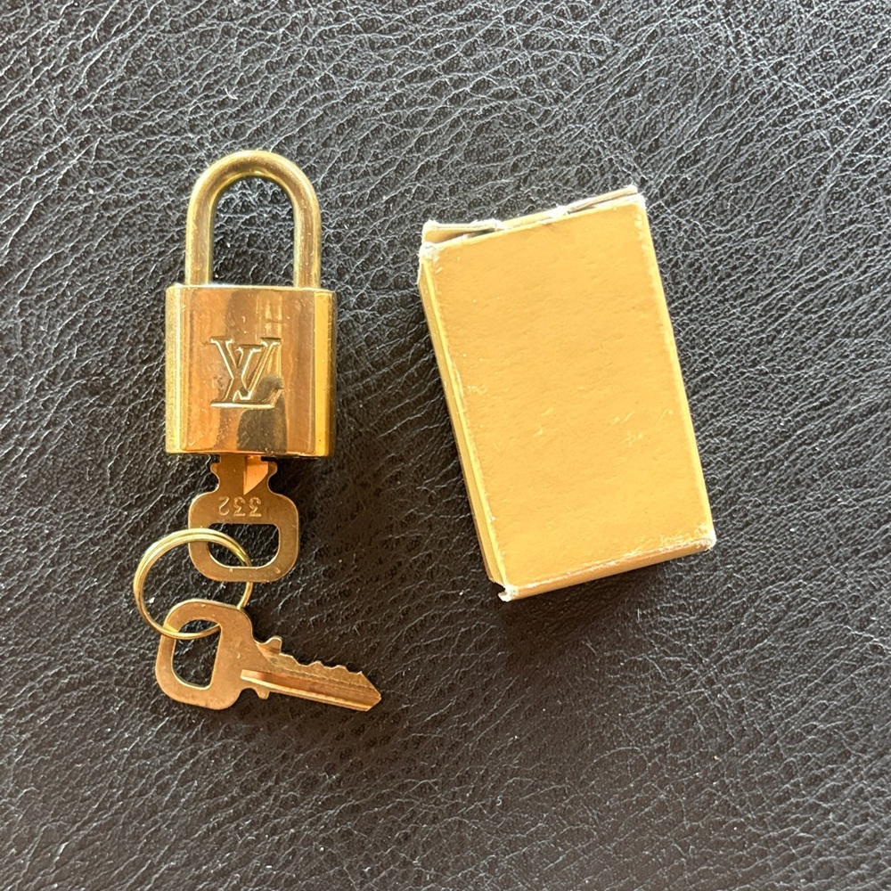 Louis Vuitton Gold Padlock and Keys Set